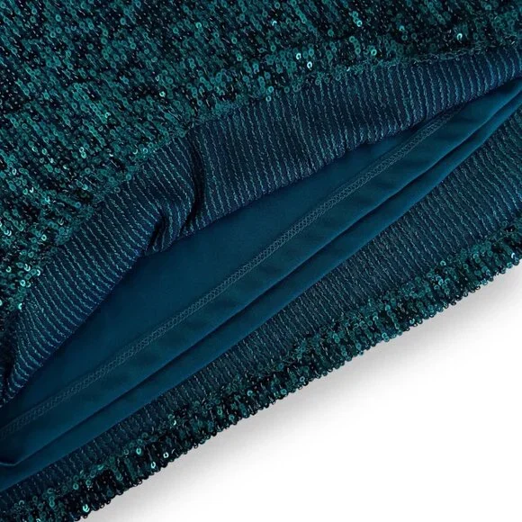 NWT Cable & Gauge Teal Sequin Mock-Neck Top | Sleeveless Blouse | Size M - Picture 9 of 12